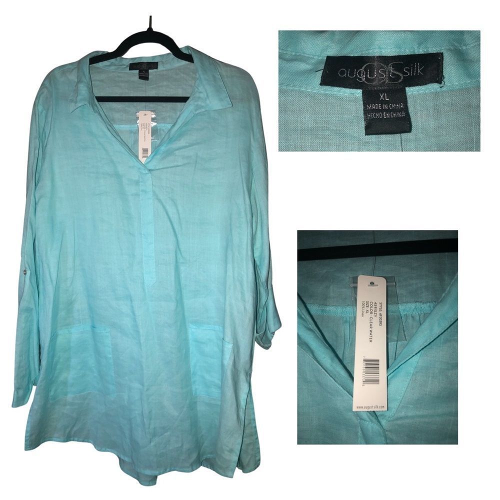 August Silk 100% Linen Tunic in Clear Water